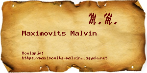 Maximovits Malvin névjegykártya